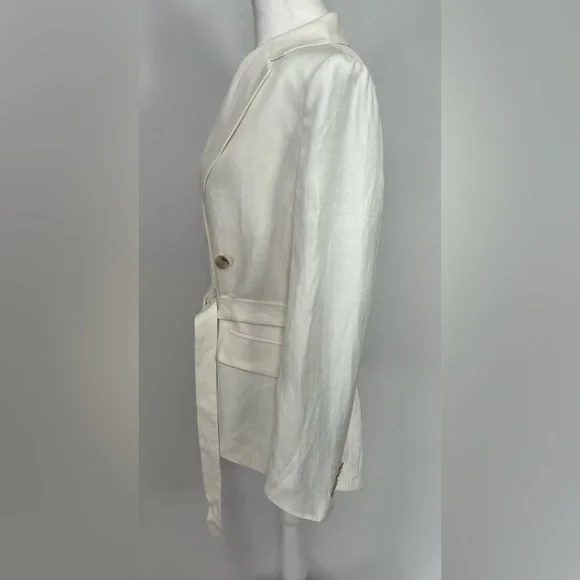 NEW / Double-breasted blazer-jacket in Chelsea linen-cupro blend / B002 - Picture 5 of 7